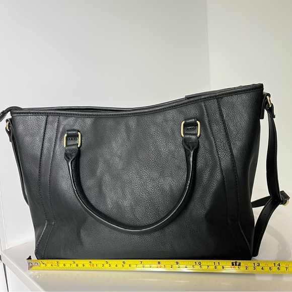 Franco Sarto Black Leather Tote Bag Crossbody with Gold Accents Like New - Picture 9 of 13